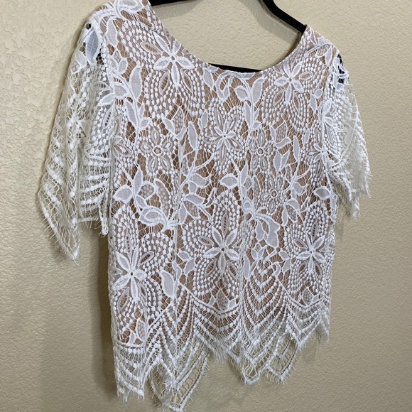 Express Laced Blouse White and Beige - Picture 5 of 6